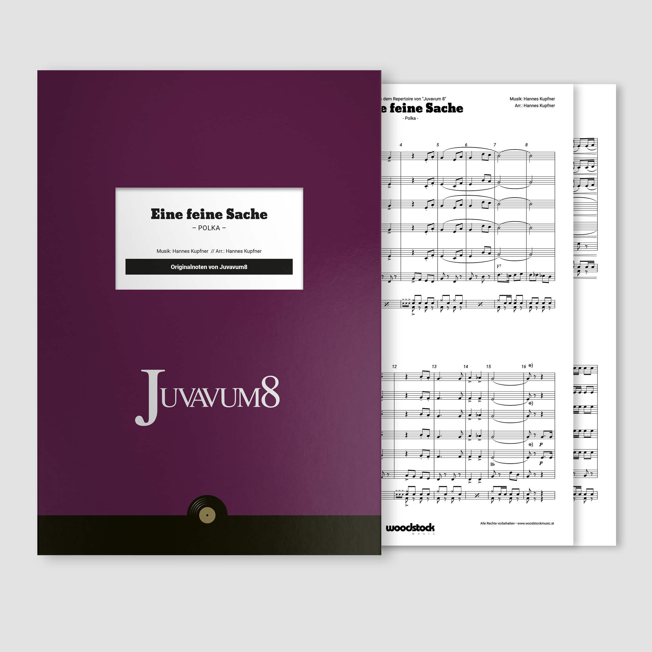 Die Notenmappe und die Original-Noten von "Eine feine Sache" von Juvavum8 für Originalbesetzung.