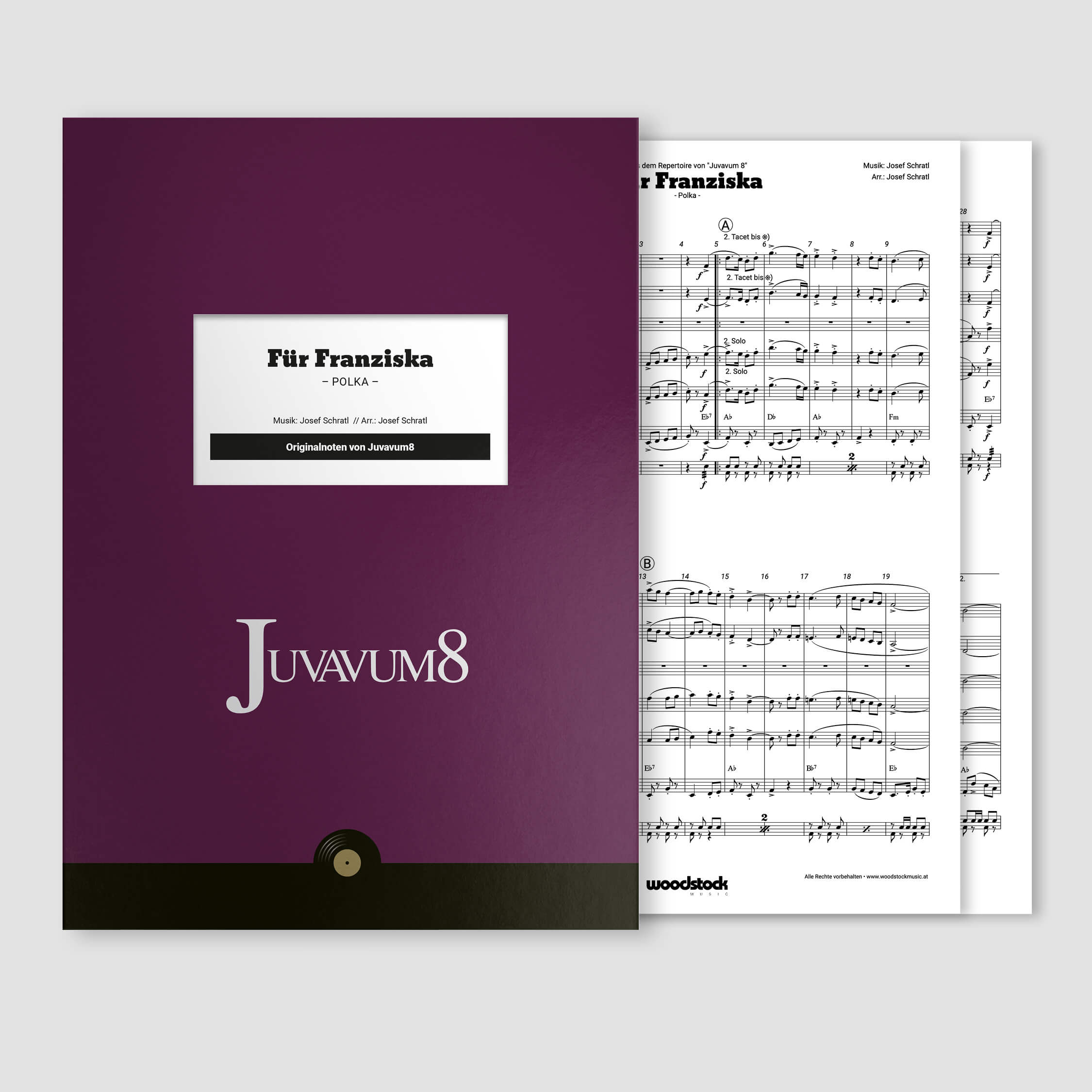 Die Notenmappe und die Original-Noten von "Für Franziska" von Juvavum8 für Originalbesetzung.