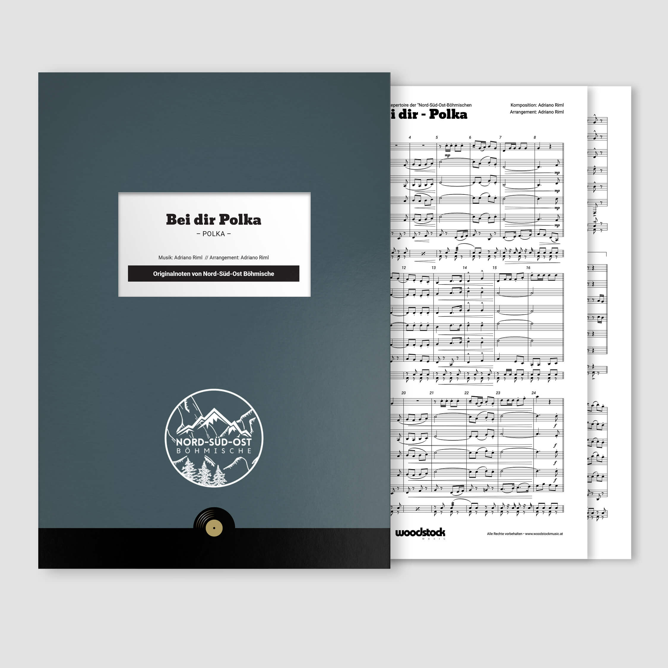 Die Notenmappe und die Original-Noten für "Bei dir Polka" von Nord-Süd-Ost Böhmische für Originalbesetzung.