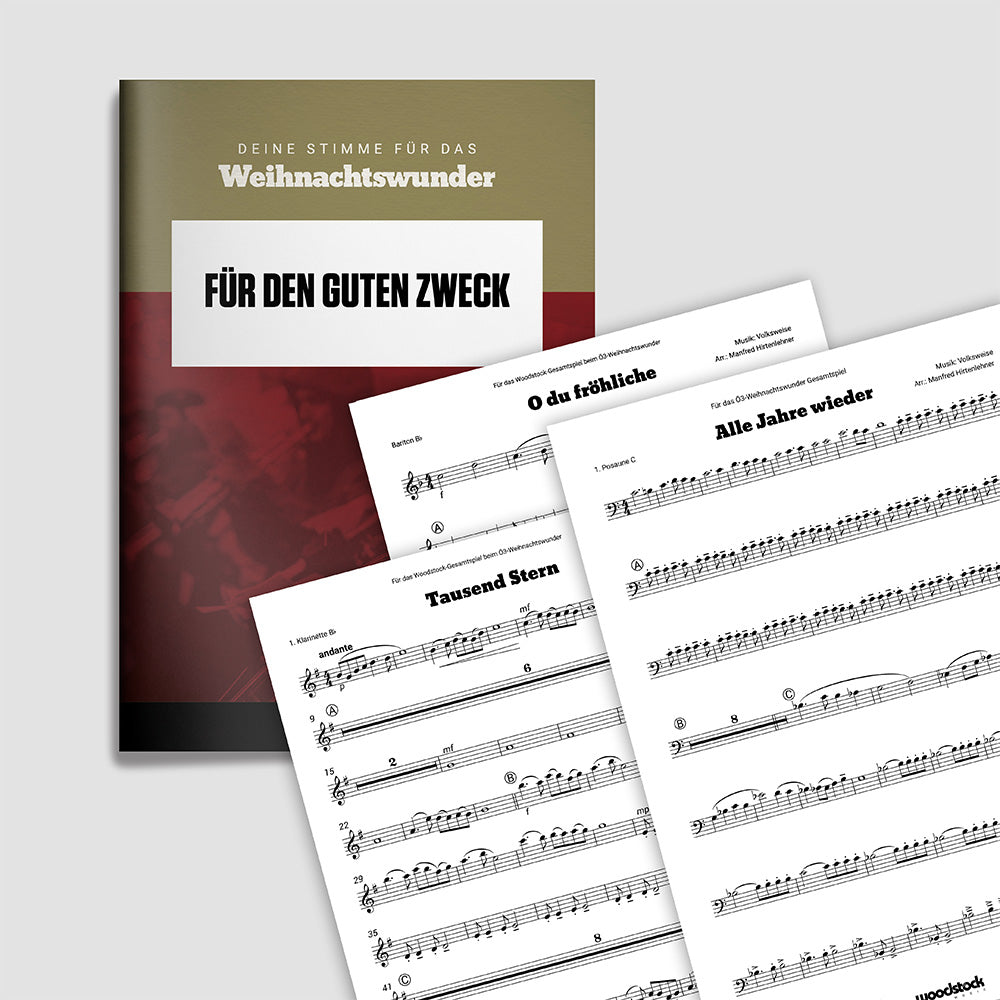 Das digitale Notenheft zum "Ö3-Weihnachtswunder" für Blasorchester. Der Reinerlös des Downloads wird an Licht ins Dunkel gespendet.